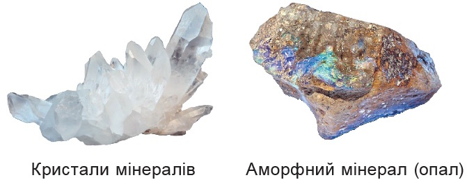 Кристалічні та аморфні мінерали