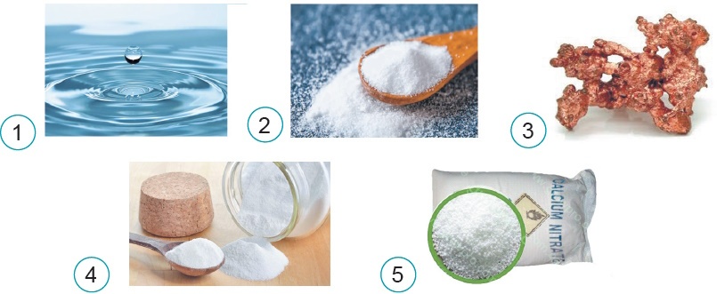 Неорганічні речовини. 1. Вода. 2. Кухонна сіль. 3. Мідь. 4. Харчова сода. 5. Мінеральні солі кальцію
